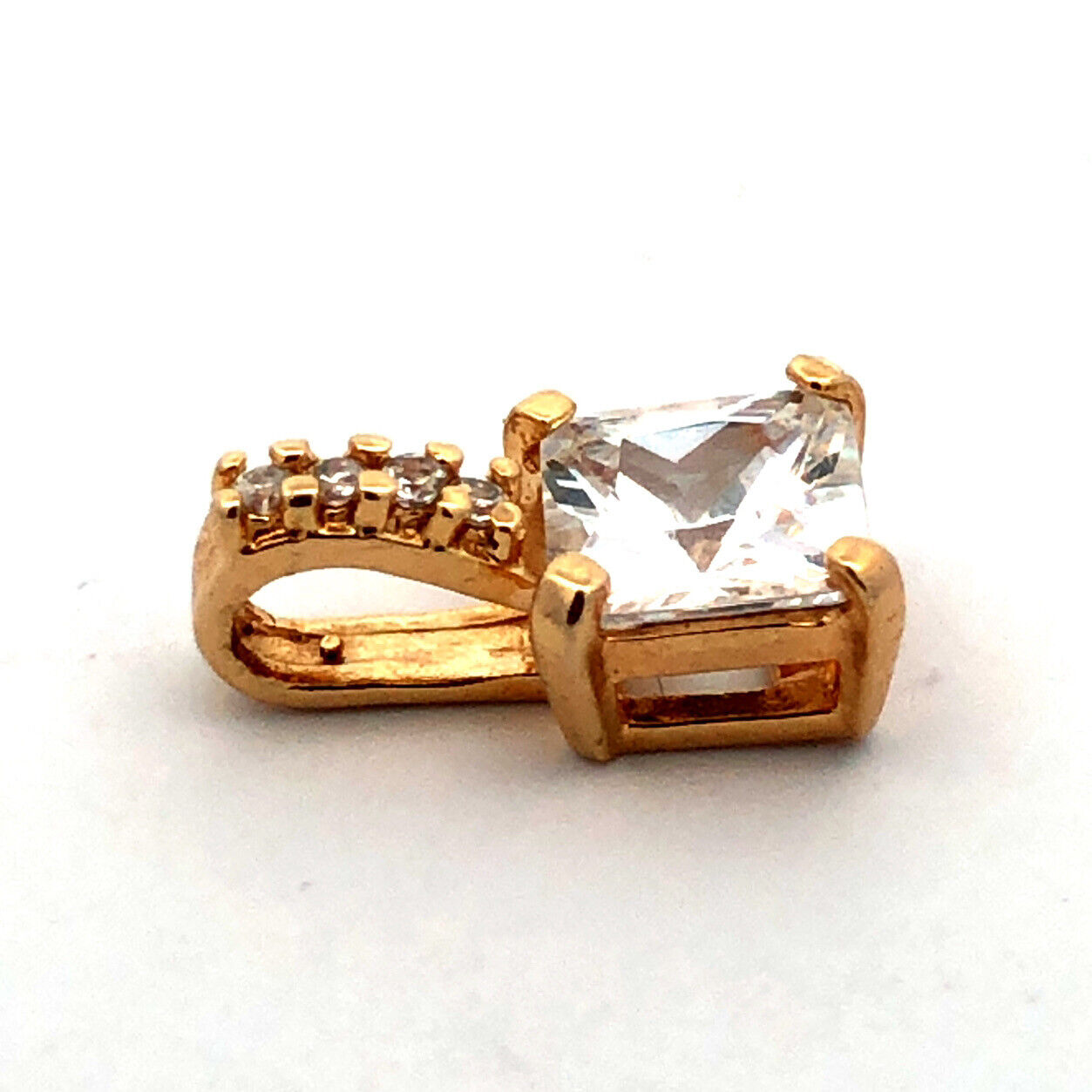 Designer 925 Sterling Silver Vermeil Princess Cubic Zirconia CZ Charm Pendant