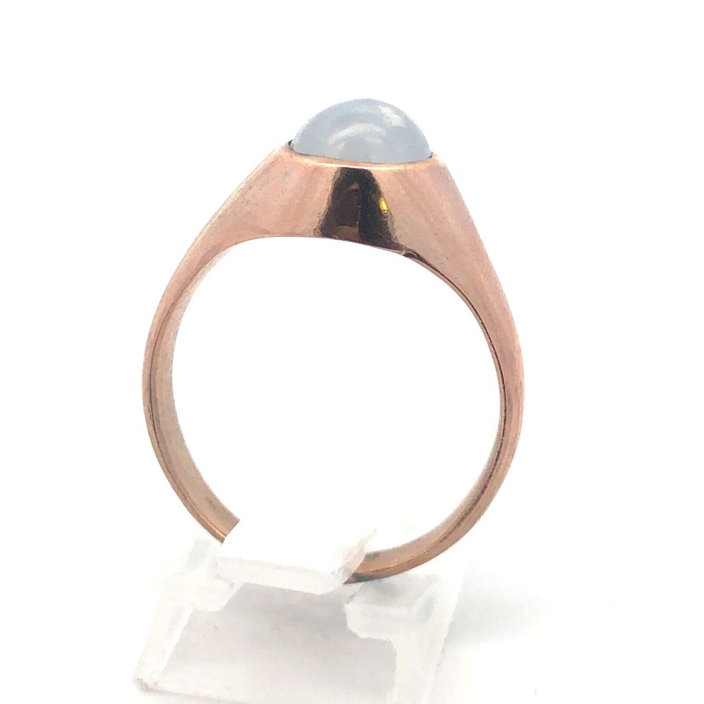 10K Rose Gold Round Moonstone Unisex Dome Ring