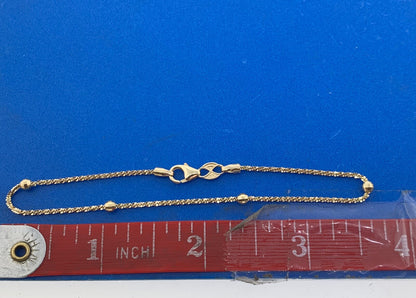 14K Yellow Gold Italy Fancy Cut Disco Ball Station Bracelet