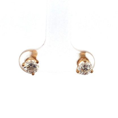 Designer 14K Yellow Gold Round Diamond Stud Earrings