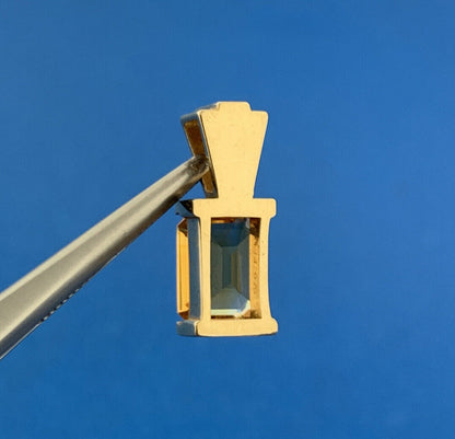 Gorgeous 14k Yellow Gold Emerald Cut Golden Citrine Precious Pendant Modern