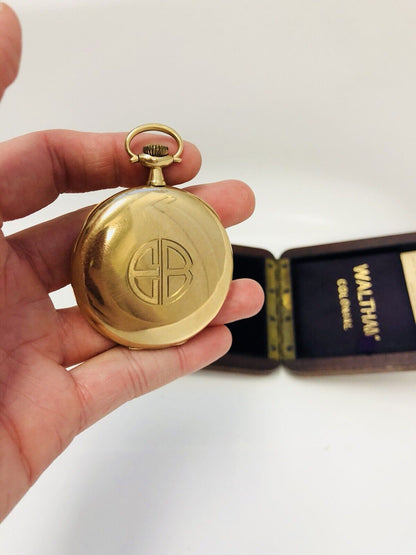 1907 Waltham 14K Gold Riverside Colonial Series Pocket Watch Original Box/COA