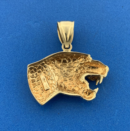 Custom Artisan 10K Yellow Gold Detailed Snarling Tiger Big Cat Statement Pendant