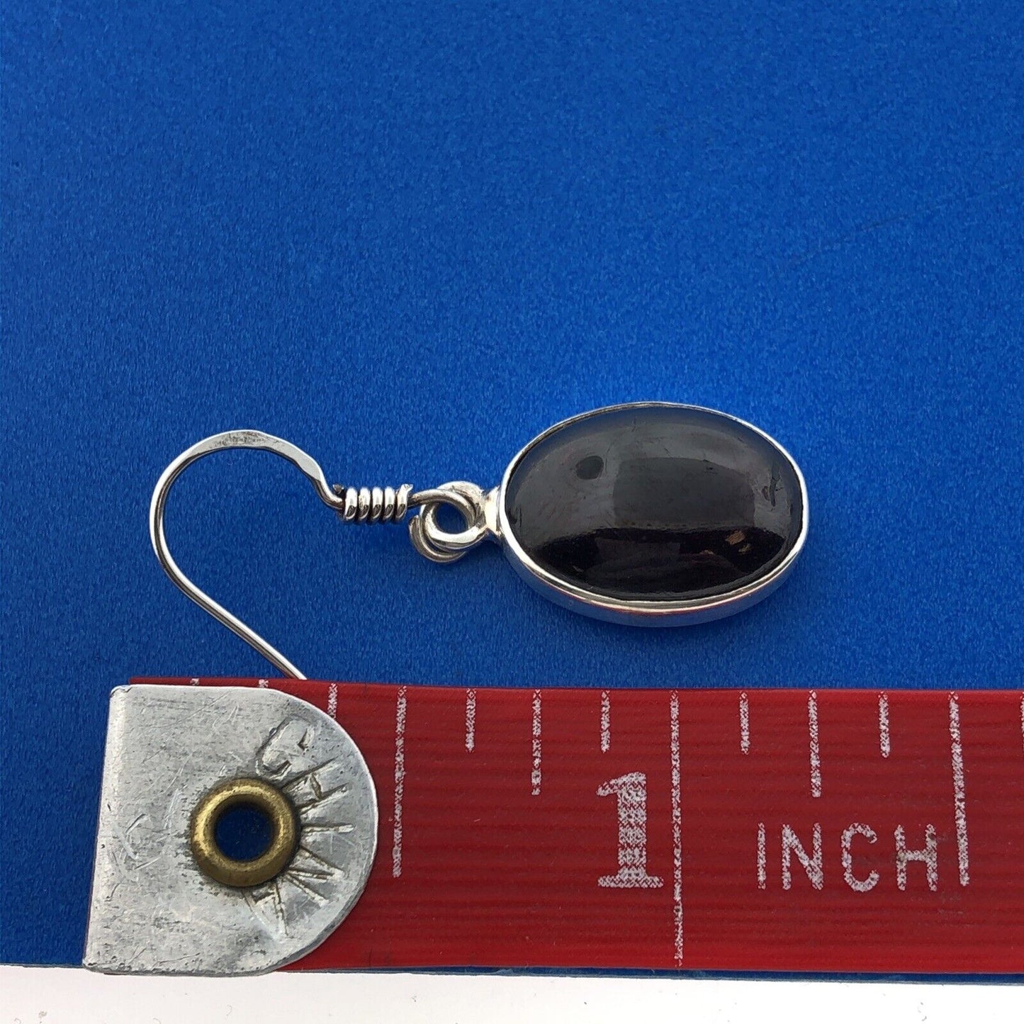 Stunning Sterling Silver 925 Oval Cabochon Purple Amethyst Dangle Hook Earrings