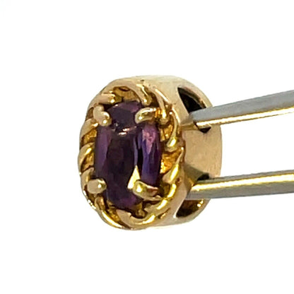 Estate Designer DDH 10K Yellow Gold Oval Amethyst Slide Bracelet Charm