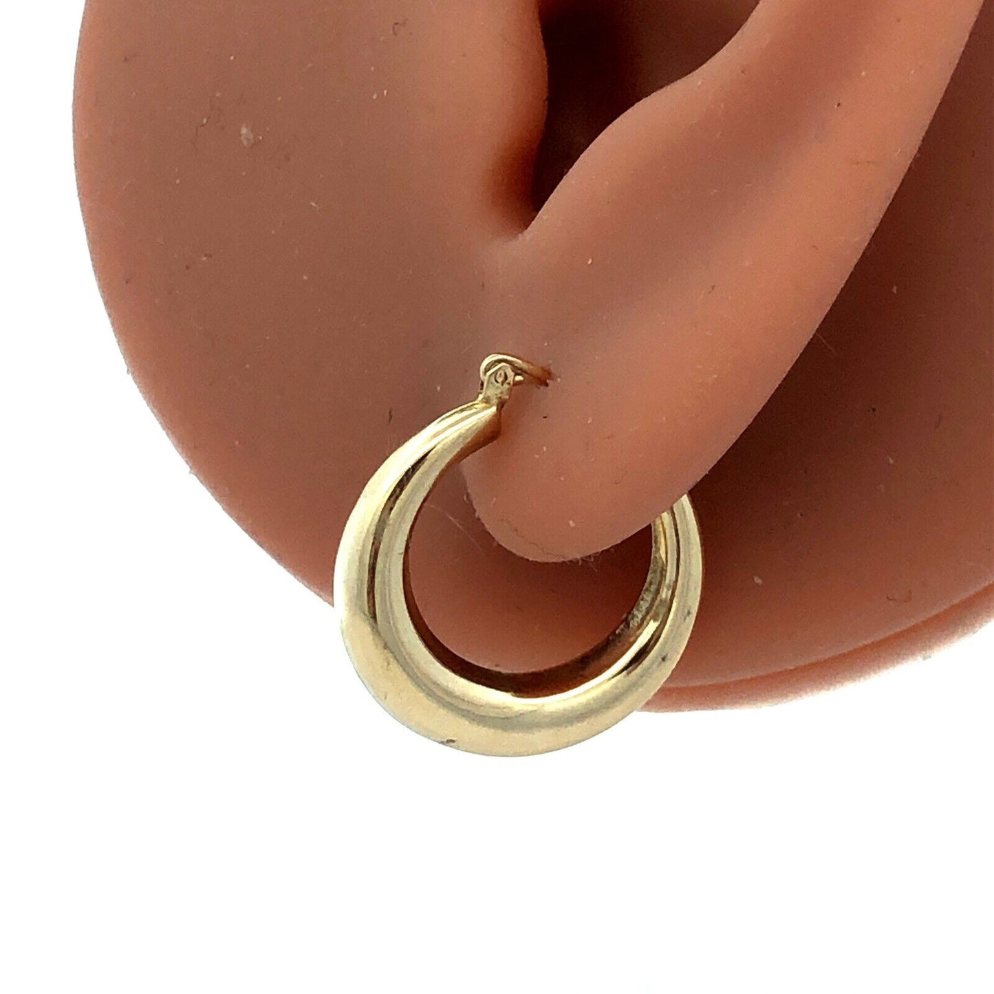 Designer ZZ 14K Yellow Gold Round Puffy Polished Huggie Hoop Earrings