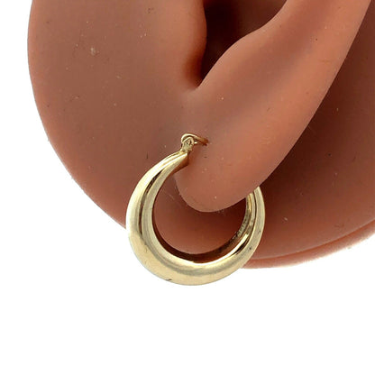 Designer ZZ 14K Yellow Gold Round Puffy Polished Huggie Hoop Earrings