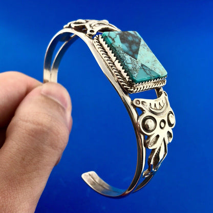 Vintage Benjamin Piaso Jr Navajo Sterling Silver Turquoise Mosaic Cuff Bracelet
