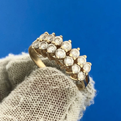 Gorgeous 14k Yellow Gold Round Cut Sparkling CZ Cascade Waterfall Ring Size 6.75