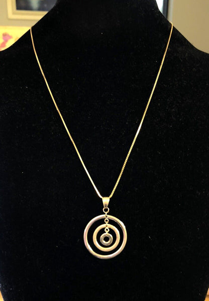 Estate ZRW Italy 14K Yellow White Gold Modernist Infinity Triple Circle Necklace