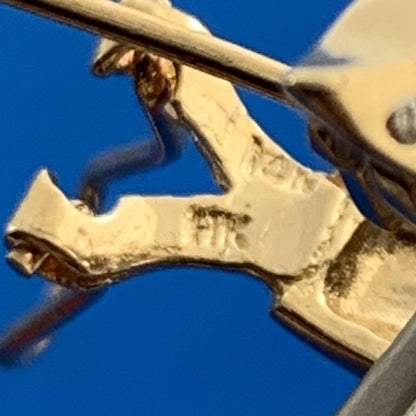 14K Yellow Gold Sapphire Diamond Omega Back Stud Earrings