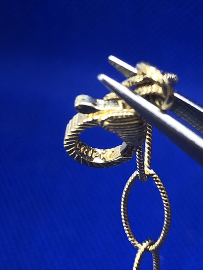 Designer Judith Ripka Vermeil 925 Sterling Silver CZ Oval Link Chain Necklace