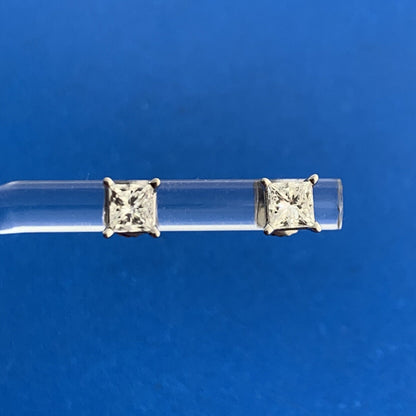Designer 14K White Gold Princess Diamond Solitaire Screw Back Stud Earrings