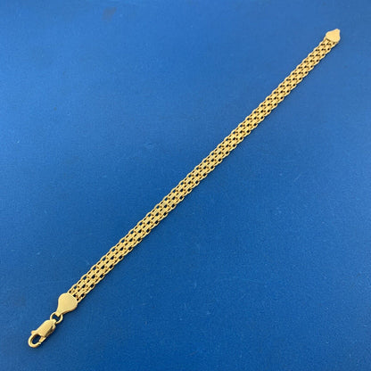 Designer 925 Sterling Silver Vermeil Gold Toned Bar & Circle Mesh Link Bracelet