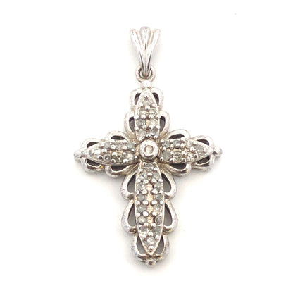 Designer 925 Sterling Silver Diamond Cross Religious Communion Pendant