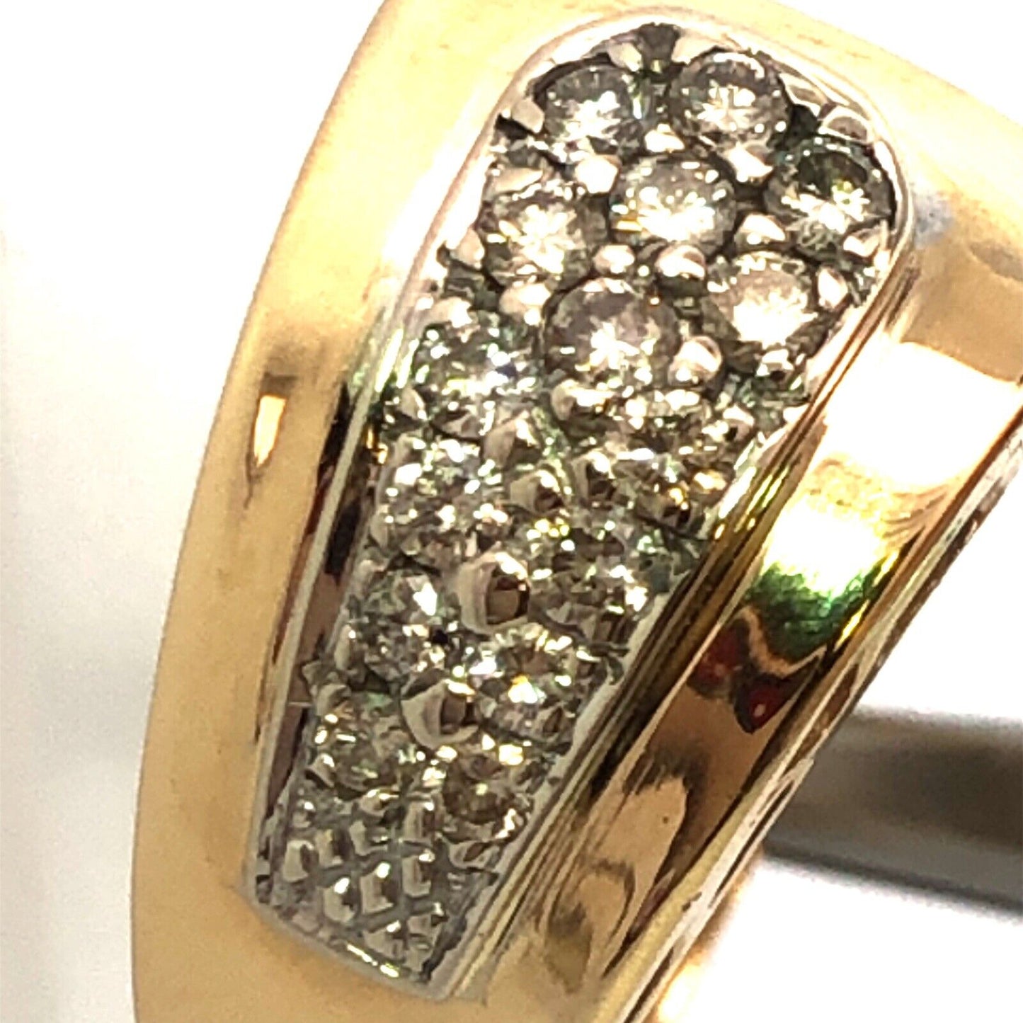 Designer 14K Yellow Gold Diamond Modernist Anniversary Buckle Ring