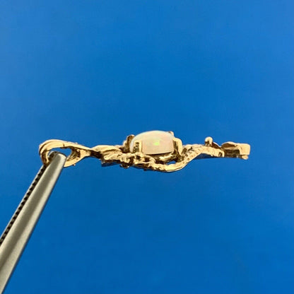 Vintage 14K Yellow Gold Opal Solitaire Free Form Modernist Charm Pendant