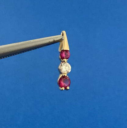 Vintage 10K Yellow Gold Pink Spinel White Cubic Zirconia Charm Pendant