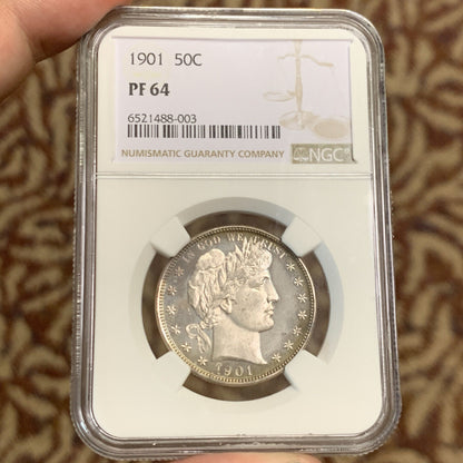 1901 P Proof Silver Barber Half Dollar $.50 NGC PF64