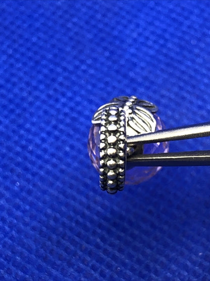 925 Silver Retired PANDORA ALE Morning Butterfly Pink CZ Dangle Charm 791258