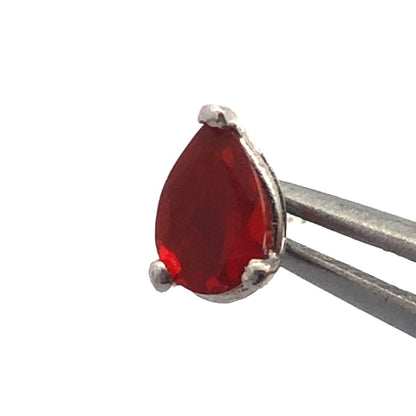 925 Sterling Silver Pear Cut Orange Cubic Zirconia CZ Stud Earrings