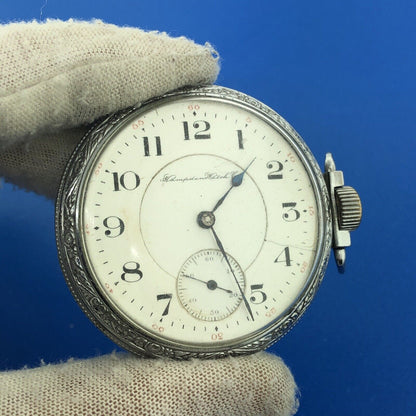 1904 Hampden William McKinley Grade Model 4 17j Silver Tone Pocket Watch Working