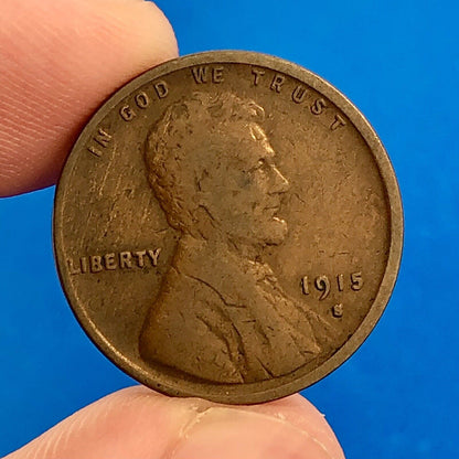 1915 S Lincoln Cent Wheat Ears Reverse Key Rare 1c Cent Penny San Francisco Coin