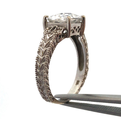Designer 14K White Gold Cubic Zirconia CZ Engagement Wedding Bridal Ring