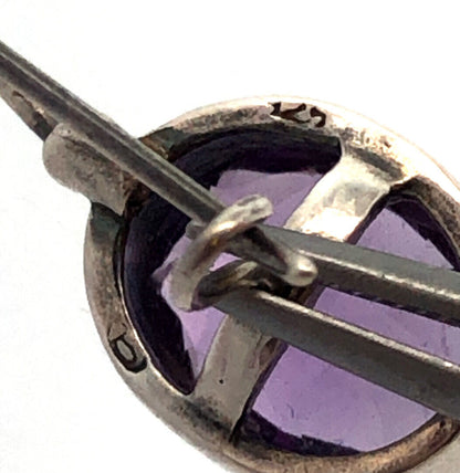 Designer 925 Sterling Silver Oval Purple Amethyst Hook Dangle Earrings