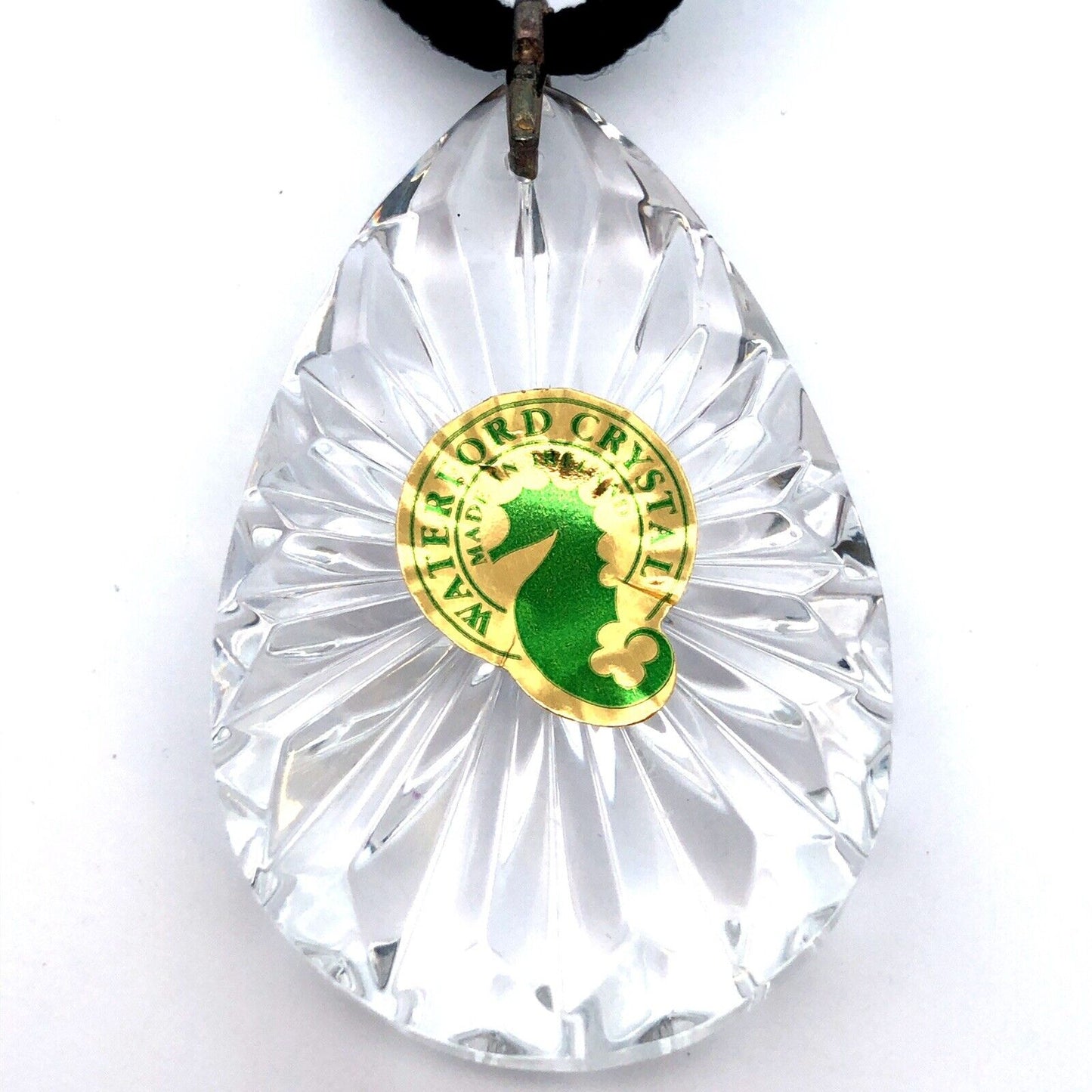 Vintage Waterford Hand Blown Crystal Pear Pendant Original Box COA Necklace