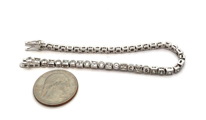 Designer 925 Sterling Silver Round Square Cubic Zirconia Tennis Bracelet