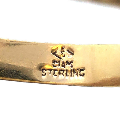 Art Nouveau Siam Sterling Silver Vermeil Etched Scroll Hinged Bangle Bracelet