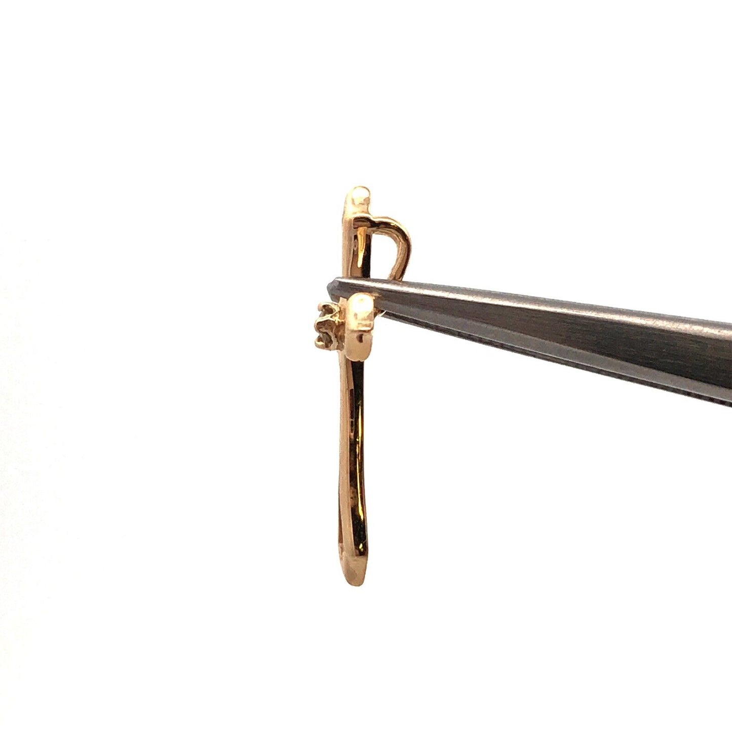 Designer 14K Yellow Gold Round Diamond Catholic Christian Cross Pendant