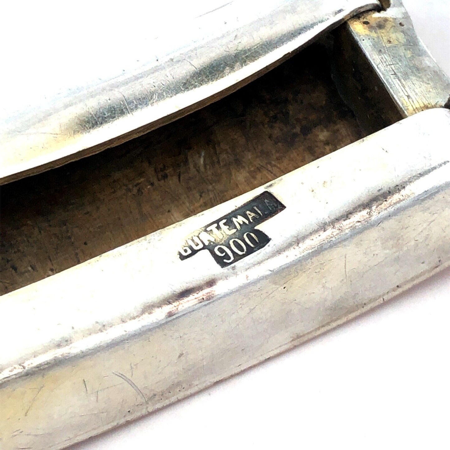Vintage Guatemala 900 Fine Silver Initial Print H Letter Belt Buckle
