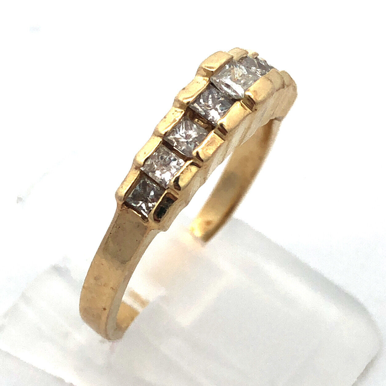 Gorgeous 14k Yellow Gold Princess Cut Diamond Waterfall Cascade Ring Size 6.5