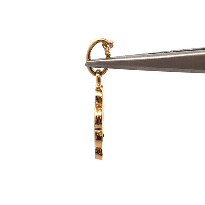 Designer 18K Yellow Gold Green Enamel 4 Leaf Clover Good Luck Charm Pendant