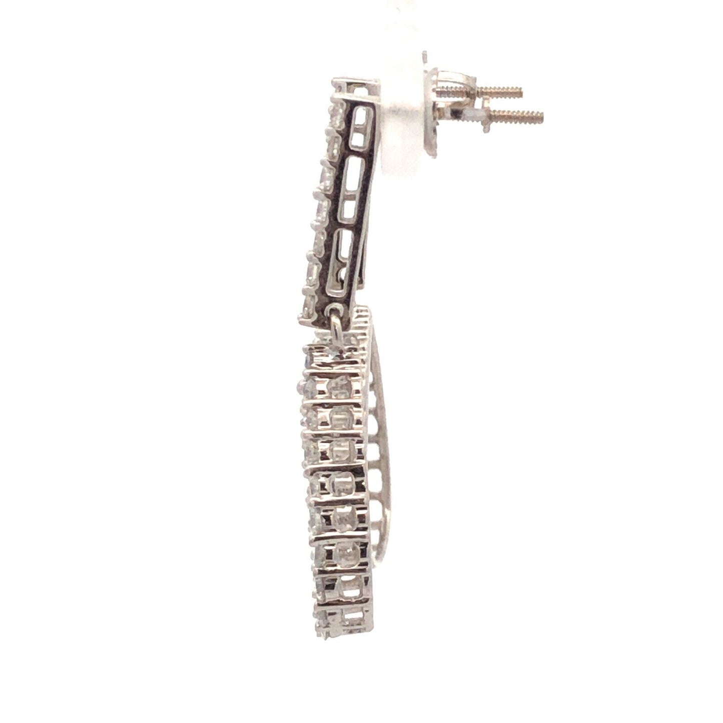 Designer 14K White Gold Diamond Sparkling Dangle Drop Stud Earrings