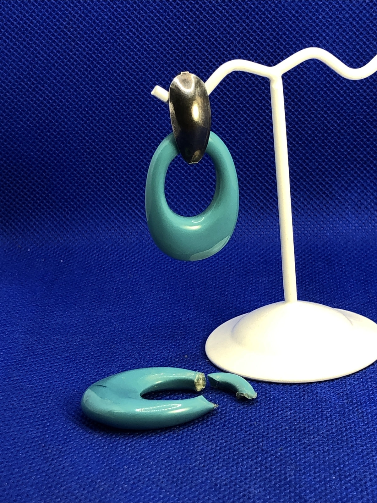 1980's Interchangeable Lucite Mixed Colors Oval Earrings and Matching Rings Lot