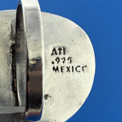 Designer ATI Mexican Sterling Silver 925 Cabochon Turquoise Ring Size 7