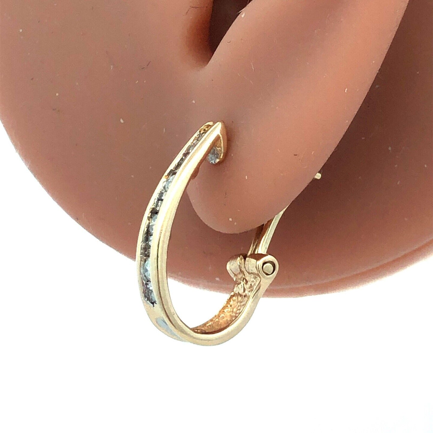 Designer 14K Yellow Gold Channel-Set Round Baguette Diamond Hoop Earrings