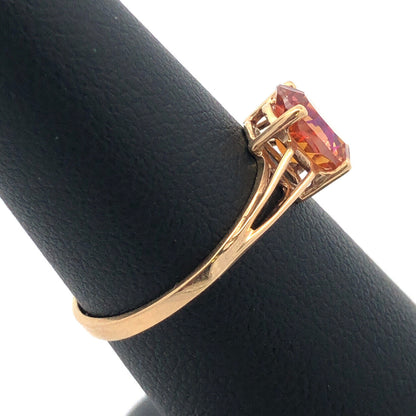 Designer 14K Yellow Gold Oval Mystic Topaz Solitaire Cocktail Ring