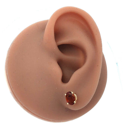 14K Yellow Gold Oval Citrine Solitaire November Anniversary Stud Earrings