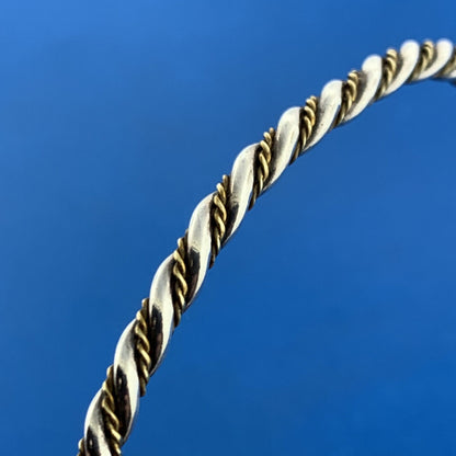 Lovely 925 Sterling Silver Brass Wire Wrap Twisted Bangle Bracelet