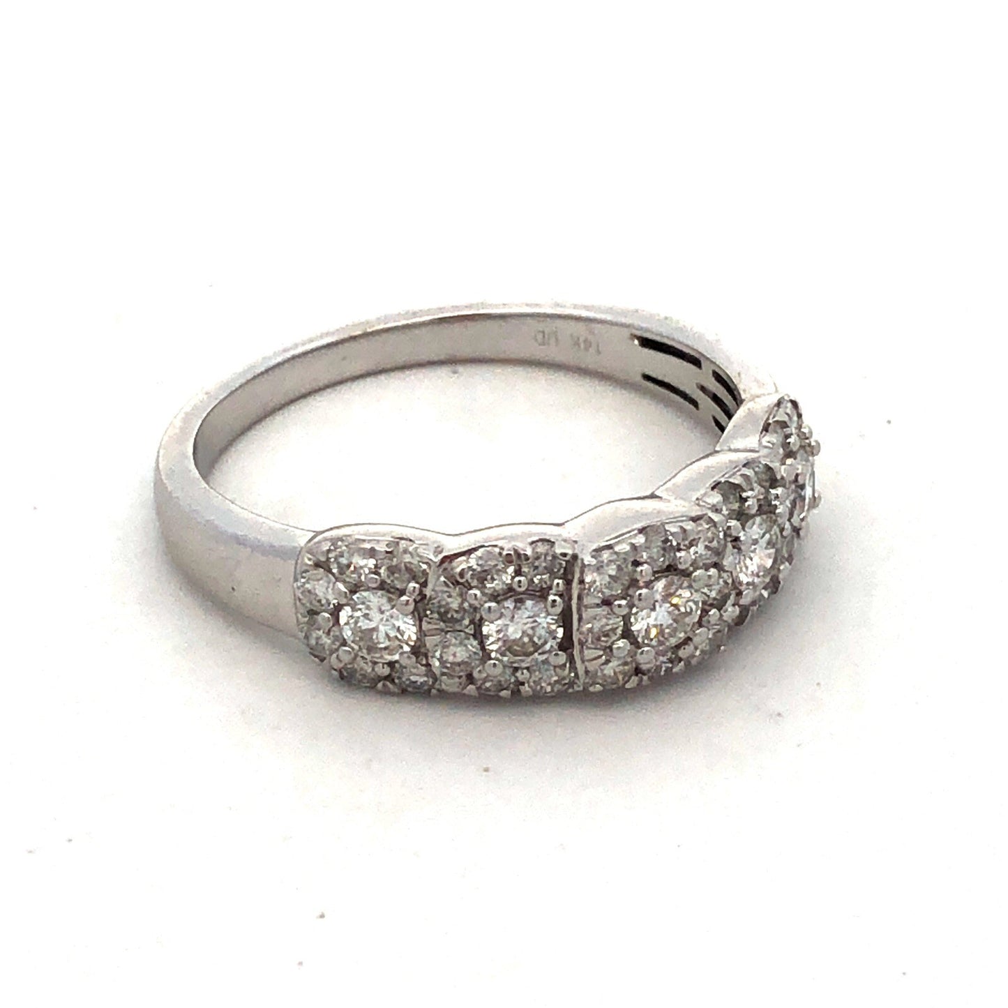 Designer UD 14K White Gold Diamond Halo Cluster Wedding Anniversary Band Ring