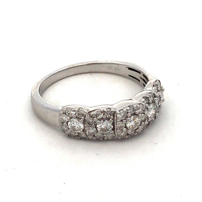 Designer UD 14K White Gold Diamond Halo Cluster Wedding Anniversary Band Ring