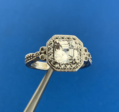 Sterling Silver 925 Asscher Cut Solitaire Cubic Zirconia Engagement Ring