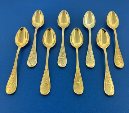 Tiffany & Co Vermeil Gold Washed Sterling Silver 925 Audubon Demitasse Spoon