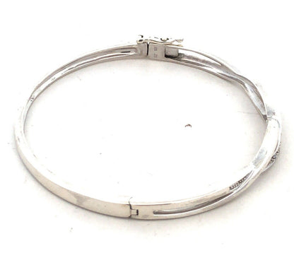 Designer ZEI 925 Sterling Silver Diamond Braided Infinity Hinged Bangle Bracelet