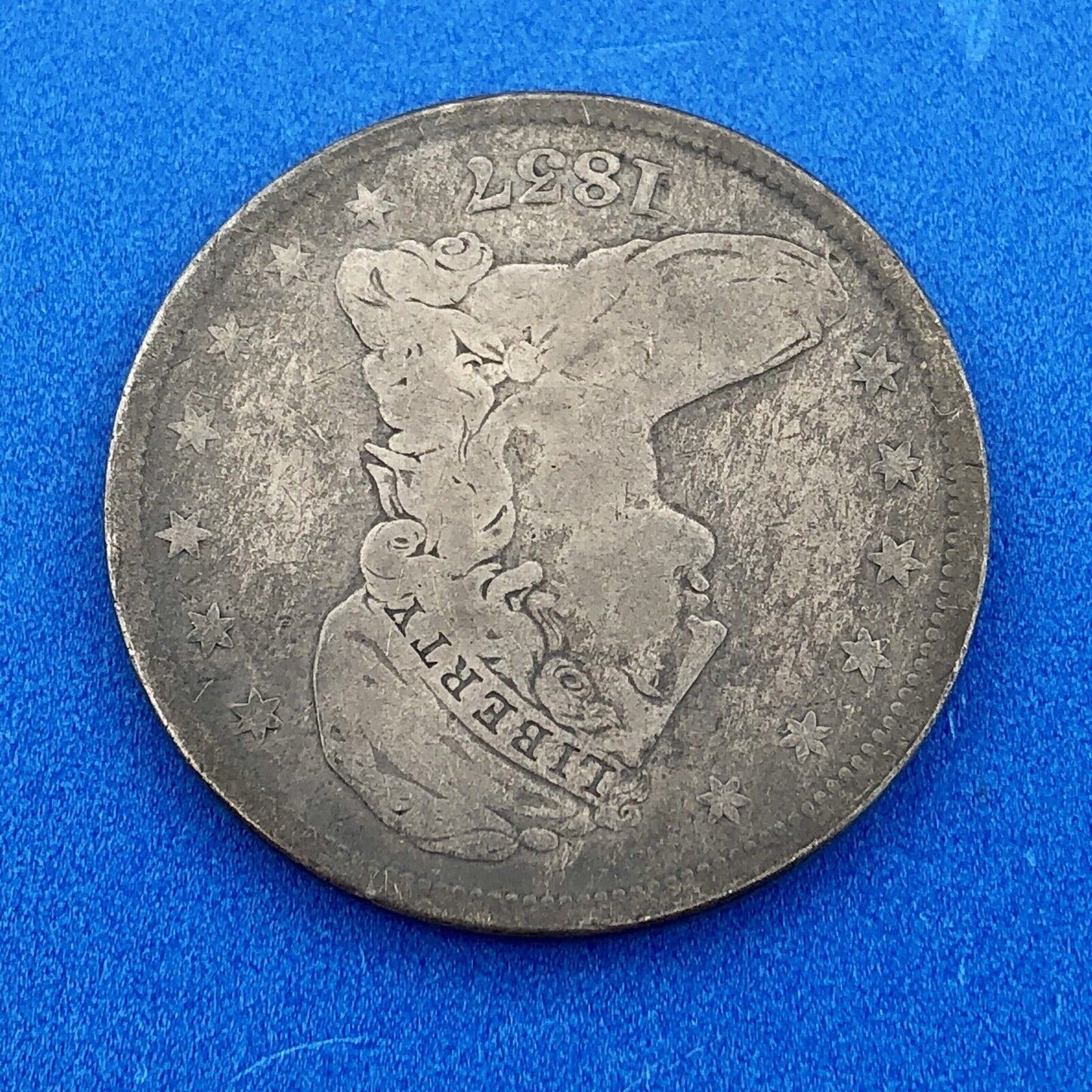 1837 P Capped Bust Reeded Edge Silver Half Dollar 50 Cents Two Year Type Coin