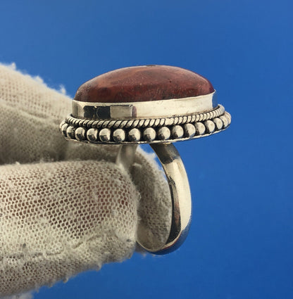 Designer Doug Paulus DP India Silver Sterling 925 Red Jasper Statement Ring